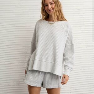 Aerie Big Hug Off-The-Shoulder Waffle Sweatshirt